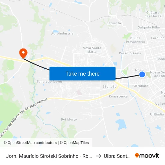 Jorn. Maurício Sirotski Sobrinho - Rbs / Upa Patronato to Ulbra Santa Maria map