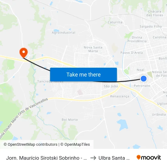 Jorn. Maurício Sirotski Sobrinho - Corsan to Ulbra Santa Maria map