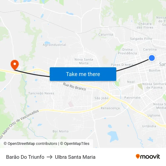 Barão Do Triunfo to Ulbra Santa Maria map