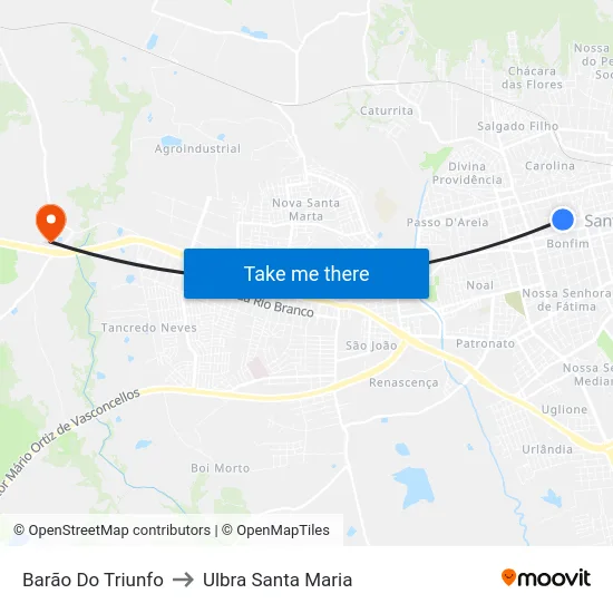 Barão Do Triunfo to Ulbra Santa Maria map