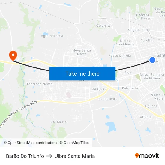 Barão Do Triunfo to Ulbra Santa Maria map