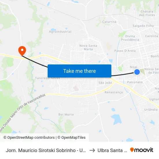 Jorn. Maurício Sirotski Sobrinho - Upa Patronato to Ulbra Santa Maria map