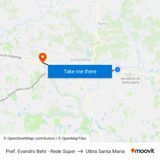 Pref. Evandro Behr - Rede Super to Ulbra Santa Maria map