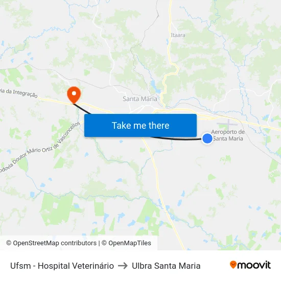 Ufsm - Hospital Veterinário to Ulbra Santa Maria map