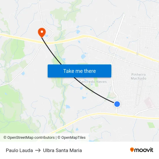 Paulo Lauda to Ulbra Santa Maria map