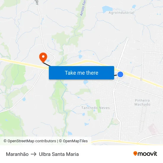 Maranhão to Ulbra Santa Maria map