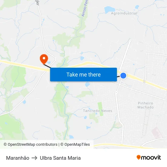 Maranhão to Ulbra Santa Maria map