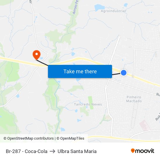 Br-287 - Coca-Cola to Ulbra Santa Maria map