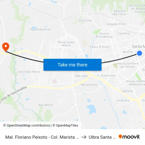 Mal. Floriano Peixoto - Col. Marista Santa Maria to Ulbra Santa Maria map