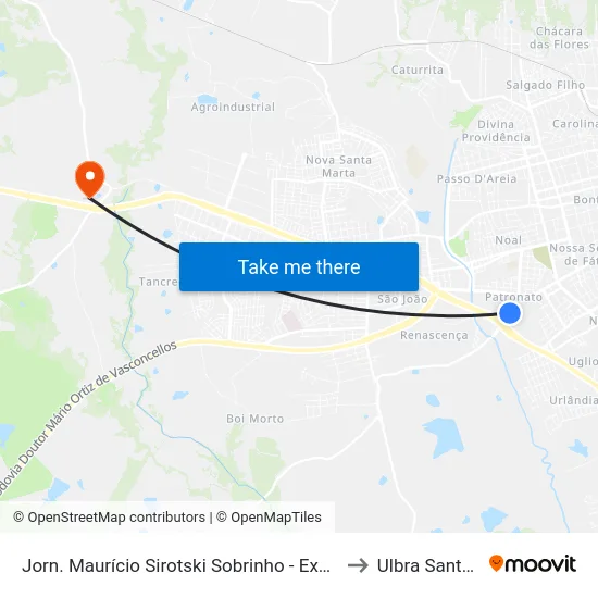 Jorn. Maurício Sirotski Sobrinho - Expresso Medianeira to Ulbra Santa Maria map