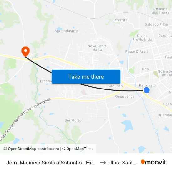 Jorn. Maurício Sirotski Sobrinho - Expresso Medianeira to Ulbra Santa Maria map