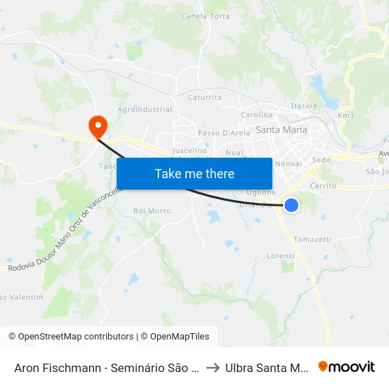 Aron Fischmann - Seminário São José to Ulbra Santa Maria map