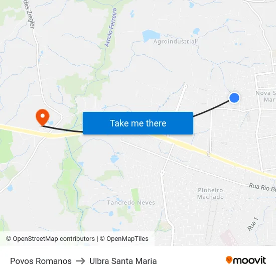 Povos Romanos to Ulbra Santa Maria map