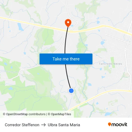 Corredor Steffenon to Ulbra Santa Maria map