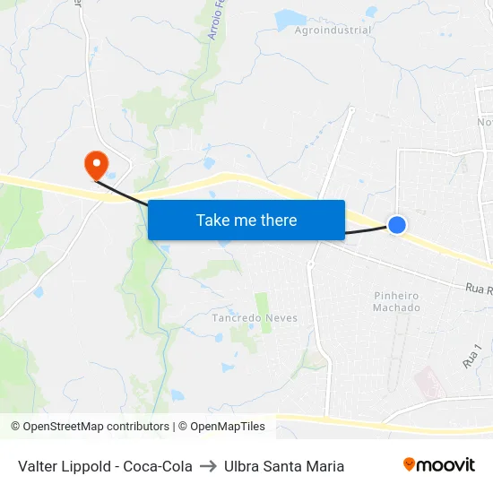 Valter Lippold - Coca-Cola to Ulbra Santa Maria map