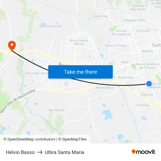 Hélvio Basso to Ulbra Santa Maria map