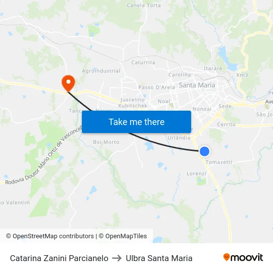 Catarina Zanini Parcianelo to Ulbra Santa Maria map