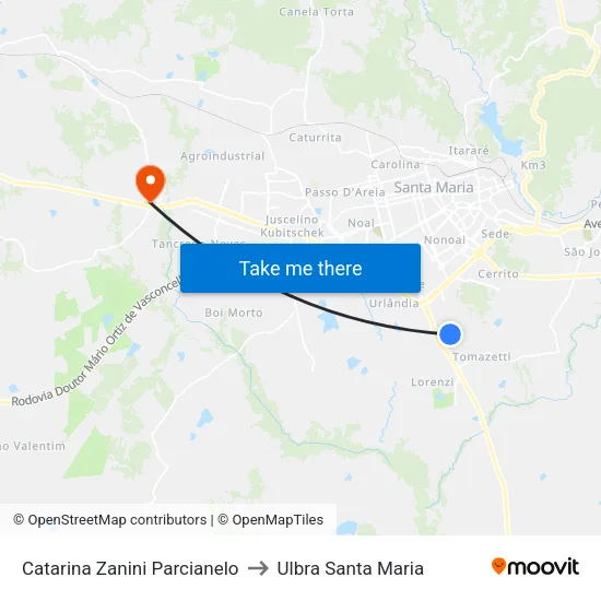 Catarina Zanini Parcianelo to Ulbra Santa Maria map