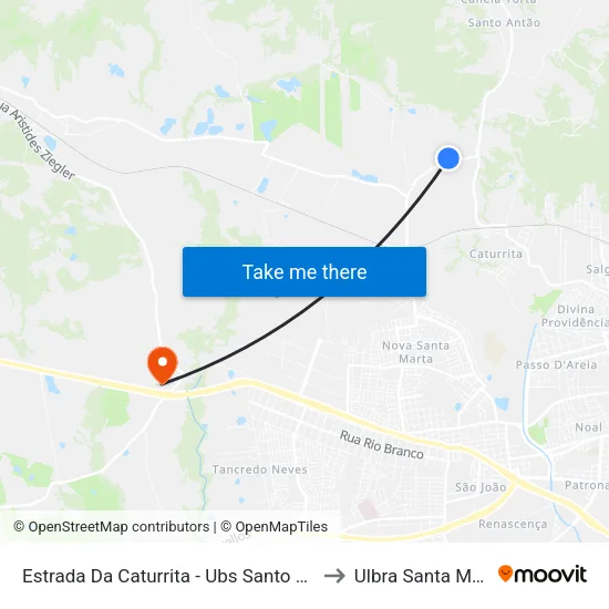 Estrada Da Caturrita - Ubs Santo Antão to Ulbra Santa Maria map