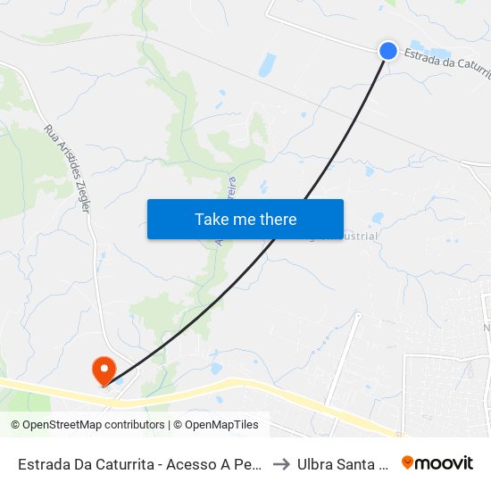 Estrada Da Caturrita - Acesso A Penitenciária to Ulbra Santa Maria map