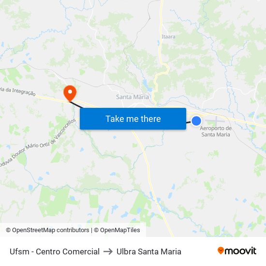 Ufsm - Centro Comercial to Ulbra Santa Maria map