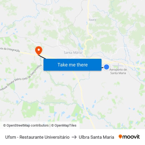 Ufsm - Restaurante Universitário to Ulbra Santa Maria map