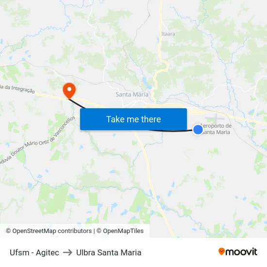 Ufsm - Agitec to Ulbra Santa Maria map