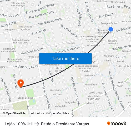 Lojão 100% Útil to Estádio Presidente Vargas map