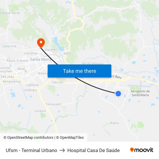 Ufsm - Terminal Urbano to Hospital Casa De Saúde map