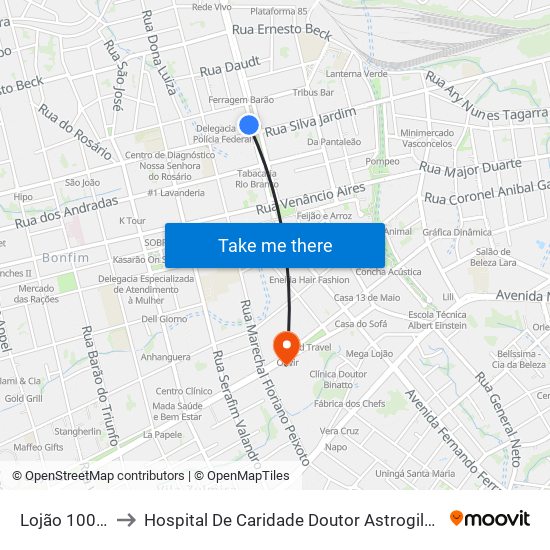 Lojão 100% Útil to Hospital De Caridade Doutor Astrogildo De Azevedo map