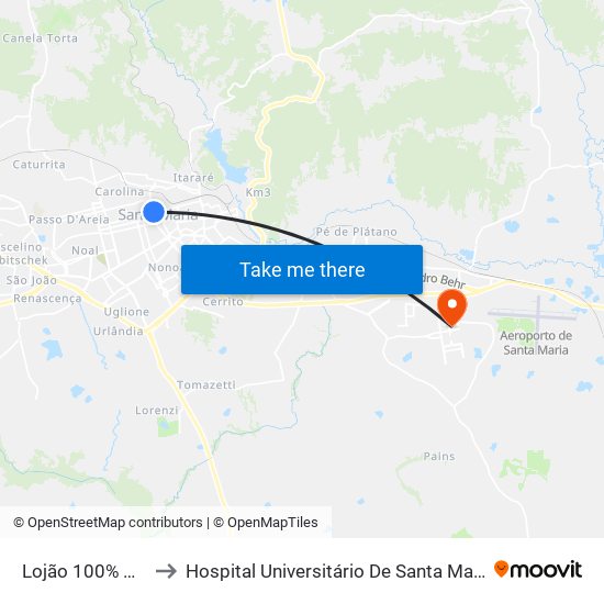 Lojão 100% Útil to Hospital Universitário De Santa Maria map