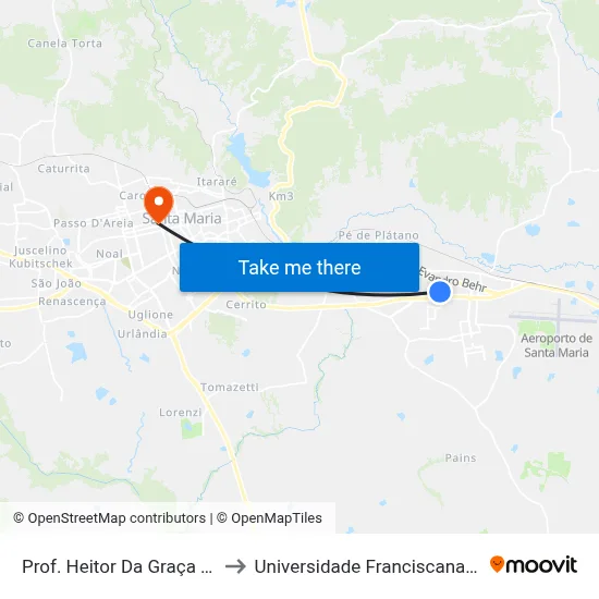 Prof. Heitor Da Graça Fernandes to Universidade Franciscana Conjunto III map