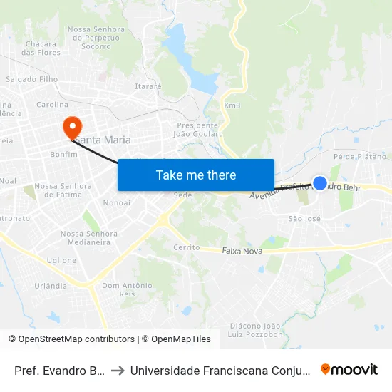 Pref. Evandro Behr to Universidade Franciscana Conjunto III map