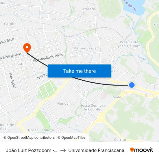 João Luiz Pozzobom - Bella Vista to Universidade Franciscana Conjunto III map