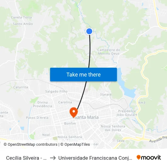 Cecília Silveira - Sítio to Universidade Franciscana Conjunto III map