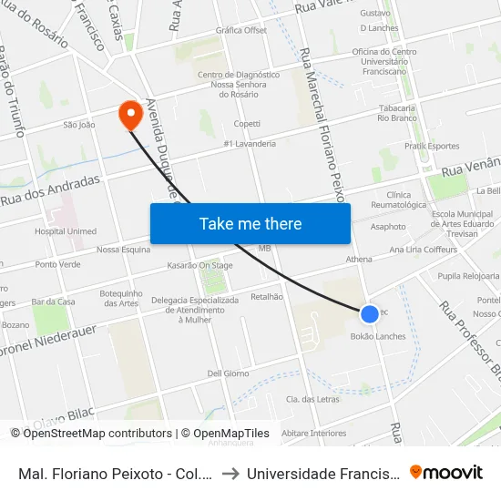 Mal. Floriano Peixoto - Col. Marista Santa Maria to Universidade Franciscana Conjunto III map