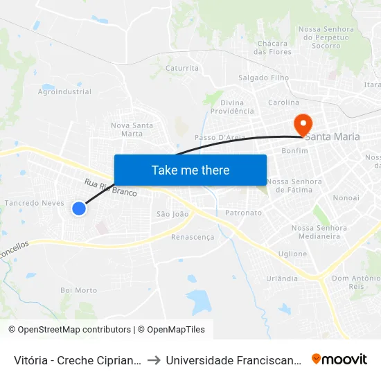 Vitória - Creche Cipriano Da Rocha to Universidade Franciscana Conjunto III map