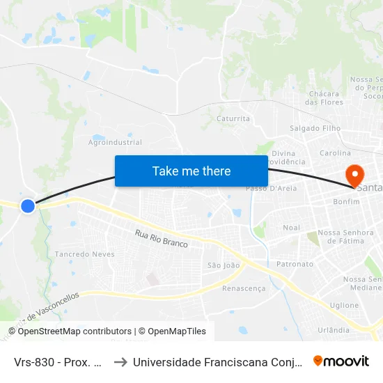 Vrs-830 - Prox. Ulbra to Universidade Franciscana Conjunto III map