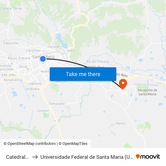 Catedral Metropolitana to Universidade Federal de Santa Maria (UFSM) (UFSM - Universidade Federal de Santa Maria) map