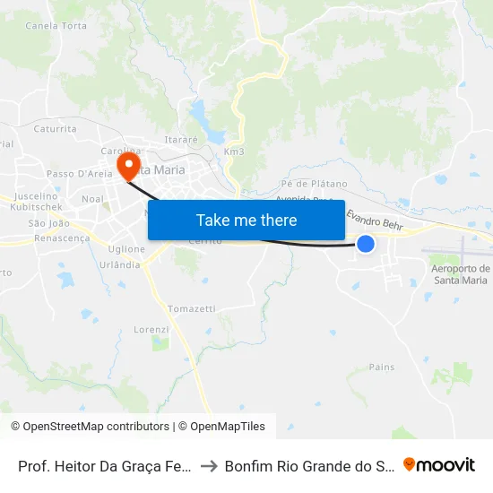 Prof. Heitor Da Graça Fernandes to Bonfim Rio Grande do Sul Brazil map