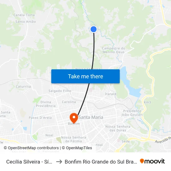 Cecília Silveira - Sítio to Bonfim Rio Grande do Sul Brazil map
