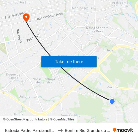 Estrada Padre Parcianello, 130-248 to Bonfim Rio Grande do Sul Brazil map