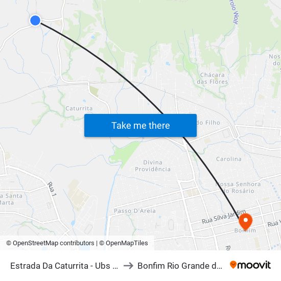 Estrada Da Caturrita - Ubs Santo Antão to Bonfim Rio Grande do Sul Brazil map