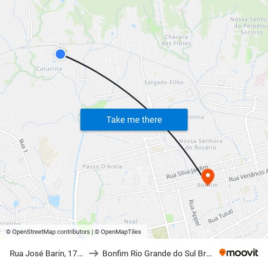 Rua José Barin, 1770 to Bonfim Rio Grande do Sul Brazil map