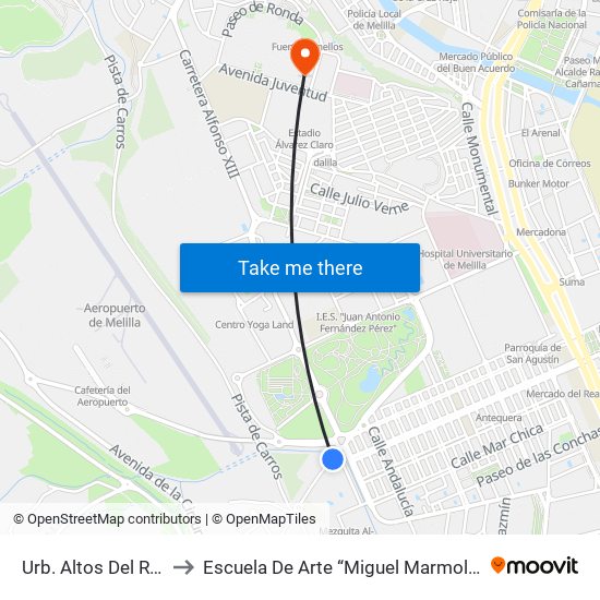 Urb. Altos Del Real to Escuela De Arte “Miguel Marmolejo” map