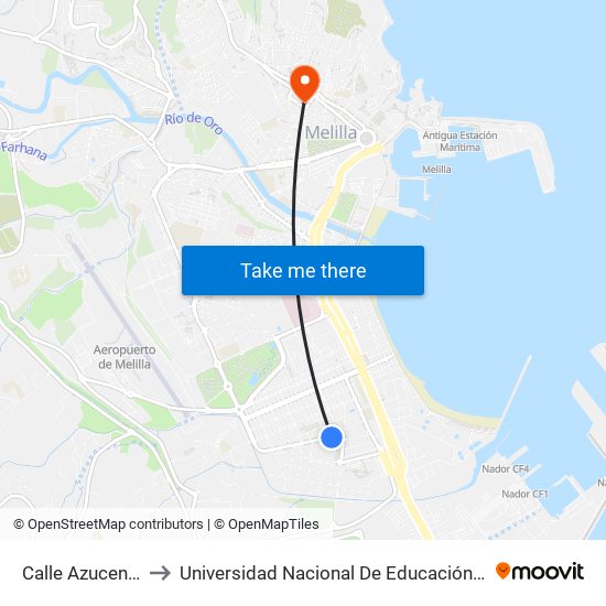 Calle Azucena 6 - Mercadillo to Universidad Nacional De Educación A Distancia (Uned) - Centro De Melilla map