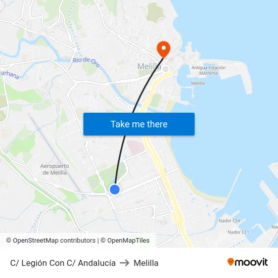C/ Legión Con C/ Andalucía to Melilla map