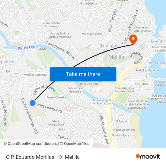 C.P. Eduardo Morillas to Melilla map