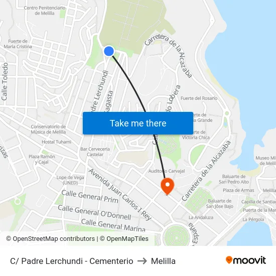 C/ Padre Lerchundi - Cementerio to Melilla map