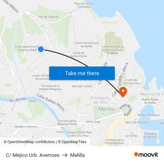C/ Méjico Urb. Averroes to Melilla map